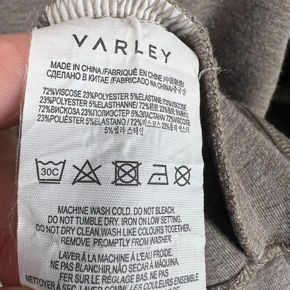 Varley Bristol Sweatshirt Pullover XS Cowl Funnel Neck Neutral Taupe Cinch EUC - Picture 11 of 11